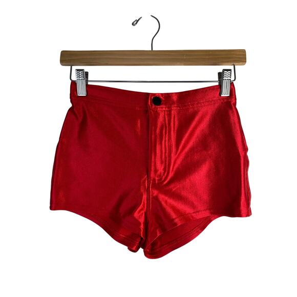American Apparel Pants - American Apparel Women's S Red Satin Retro Booty Shorts